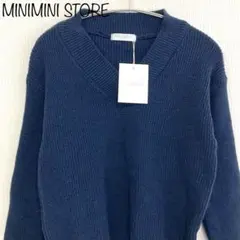 【miniministore】タグ付　Vネックニット　セーター　秋冬　ネイビーのサムネイル