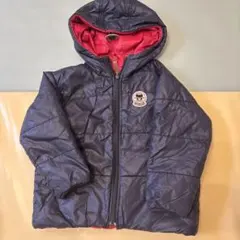 DOUBLE.B リバーシブル　フード付き中綿コート ブラック×レッド　100