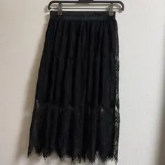 黒レースフリルロングスカート