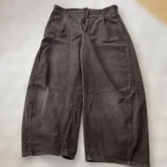 GU コーデュロイ ワイドパンツ ダークグレー XL
