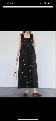 c【美品】エルフランク ワンピース ドット リゾート ノースリーブ