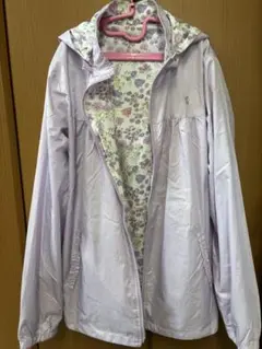 薄紫 花柄裏地 ジャケット フード付き