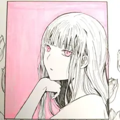 手描きアナログイラスト　創作　チューリップ