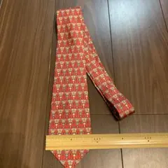 HERMÈS シルクネクタイ 赤花柄