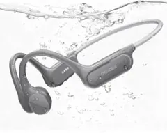 骨伝導イヤホン IP68 完全防水 MP3内蔵 32GB オープンイヤー グレー