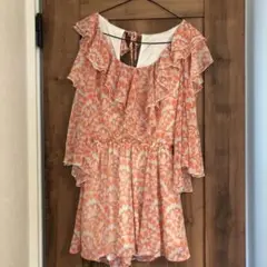 snidel 花柄シフォン　オールインワン　ピンク　FREE