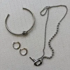 [新品未使用] シルバー　チェーンネックレス　ステンレス　フープピアス　バングル