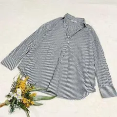 【ユニクロ】エクストラファインコットンストライプシャツ（長袖） M ○