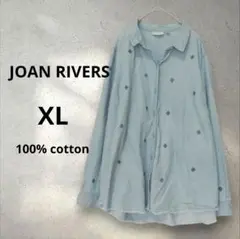 JOAN RIVERS ライトブルーダンガリーシャツダイヤ刺繍XL