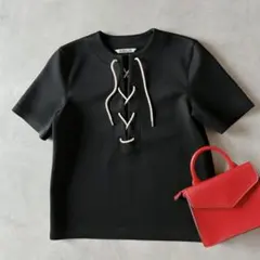 美品☆AURALEE WETSUIT JERSEY LACE UP TEEのサムネイル