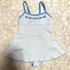水着　女の子　120 水色 チェック柄