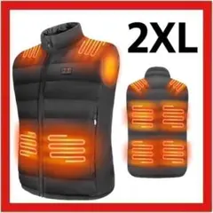 10個の加熱ヒーター！ 電熱ベスト【2XL】 q電熱ジャケット 3段階温度調整bのサムネイル