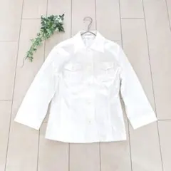 【美品】 a.v.v シャツジャケット 【42】 ホワイト 胸ポケットのサムネイル
