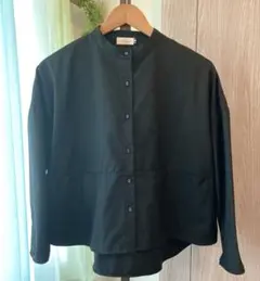 Dgy ノーカラーシャツ　バンドカラー　長袖シャツ　ブラック　M