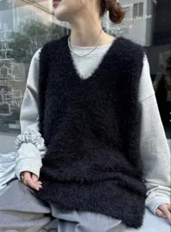 チャオパニックティピー　ミックスフェザーヤーンオーバーニットベスト（WEB限定）