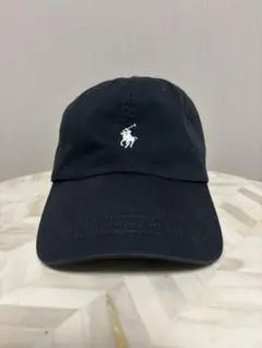 【週末限定価格】 ポロラルフローレン ベースボールキャップ 黒 ブラック 白ロゴ