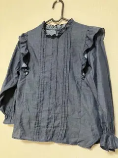 グローバルワーク キッズ 140cmフリル デニム　シャツ