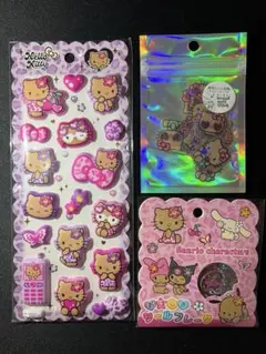 ギャル　キティ　マシュマロシール　おはじきシール　フレークシール　日焼けキティ