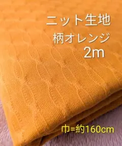 ニット生地◆2m◆柄オレンジ