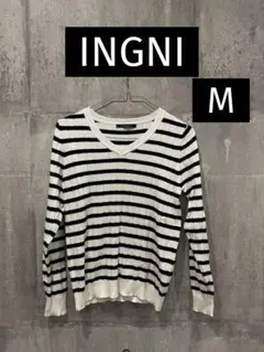 INGNI ボーダーVネック 長袖ニットセーター