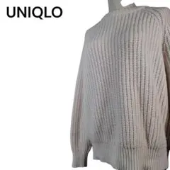 ＜人気＞UNIQLO 定番 クルーネックセーター ニット 長袖（M）オフホワイト