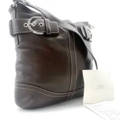 極美品　COACH　ショルダーバック　レザー　斜め掛け　A4収納可　ブラウン
