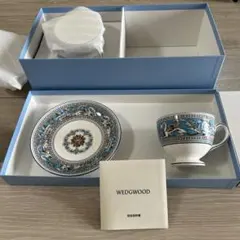 新品 未使用 2組 ウェッジウッド フロレンティーン ターコイズ カップソーサー