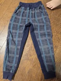 ネイビー系チェック ロングパンツ