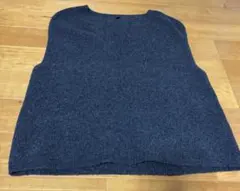 ユニクロ レディース3DスフレヤーンVネックベスト L ダークグレー