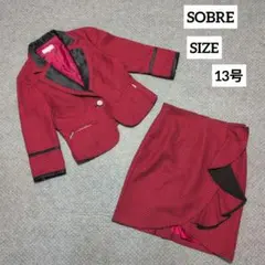 SOBRE ソブレ キャバスーツ セットアップ 13号 レッド 千鳥格子 極美品