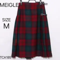 MEIGLE メイグル スカート ロング丈 プリーツ チェック柄 ベルト付き