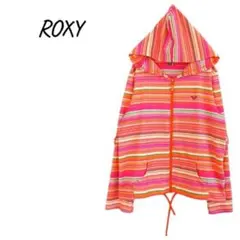 ロキシー 【M】 パーカー マルチカラー ボーダー ジップアップ パイル地