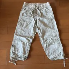リネン混合ライトベージュハーフパンツ