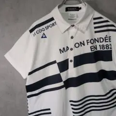 ルコックスポルティフ　ゴルフコレクション　ポロシャツメンズLLサイズ　白/紺