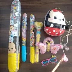 ディズニーキャラクター等の風船セット 6点 お祭り用のライト3点　 光るメガネ