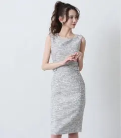 ERUKEI♡エルケイ♡ツイードワンピース♡膝丈　シンプル　ノースリーブ　グレー