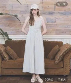 Heather ドット柄 シャーリング サロペットのサムネイル