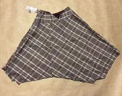 未使用　極薄ウール100% チェック柄　アシンメトリー　スカート丈55〜69cm