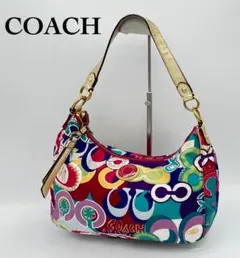 美品 COACH ワンショルダー マルチカラー ピンク ブルー ホーボー コーチ 美品 COACH ワンショルダー マルチカラー ピンク ブルー ホーボー