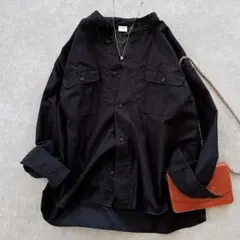 人気 ドアーズ コットン ミリタリー スタンド シャツ ネイビー バンドカラー