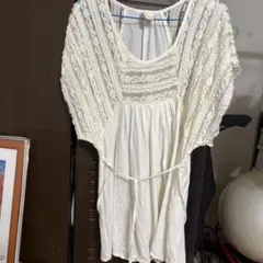 アイボリー レース 半袖チュニック