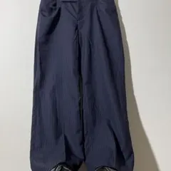 オ*ス様 70s 80s ワイドスラックス W38 ネイビー ストライプ バギー