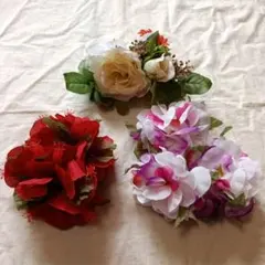 フラダンス用花飾り 3点セット