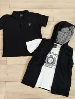 ⑤まとめ売り 中古　130 コムサ　２枚セット　ポロシャツ➕ベスト付Tシャツ