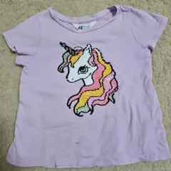 H&M ユニコーン刺繍 Tシャツ 薄紫100