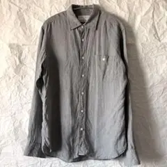 UNITED ARROWS 麻100％ 長袖グレーシャツ S メンズ リネン美品のサムネイル
