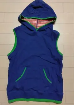 美品　MPS  リバーシブル　ベスト　フード付　紺　ボーダー　130