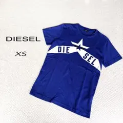 DIESEL メンズ Tシャツ カットソー XS ブルー ロゴ