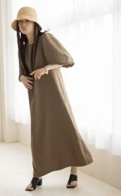 ローリーズファーム　チェックバルーンスリーブワンピース