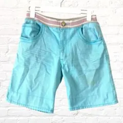 ハーフパンツ ウエストゴム ラメ カジュアル 綿混 アウトドア ラフ カラフル